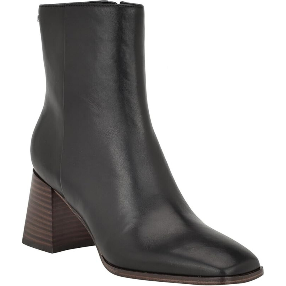 Calvin Klein Broma Women's US 5.5 Black Leather Square Toe Ankle Bootie LION773
